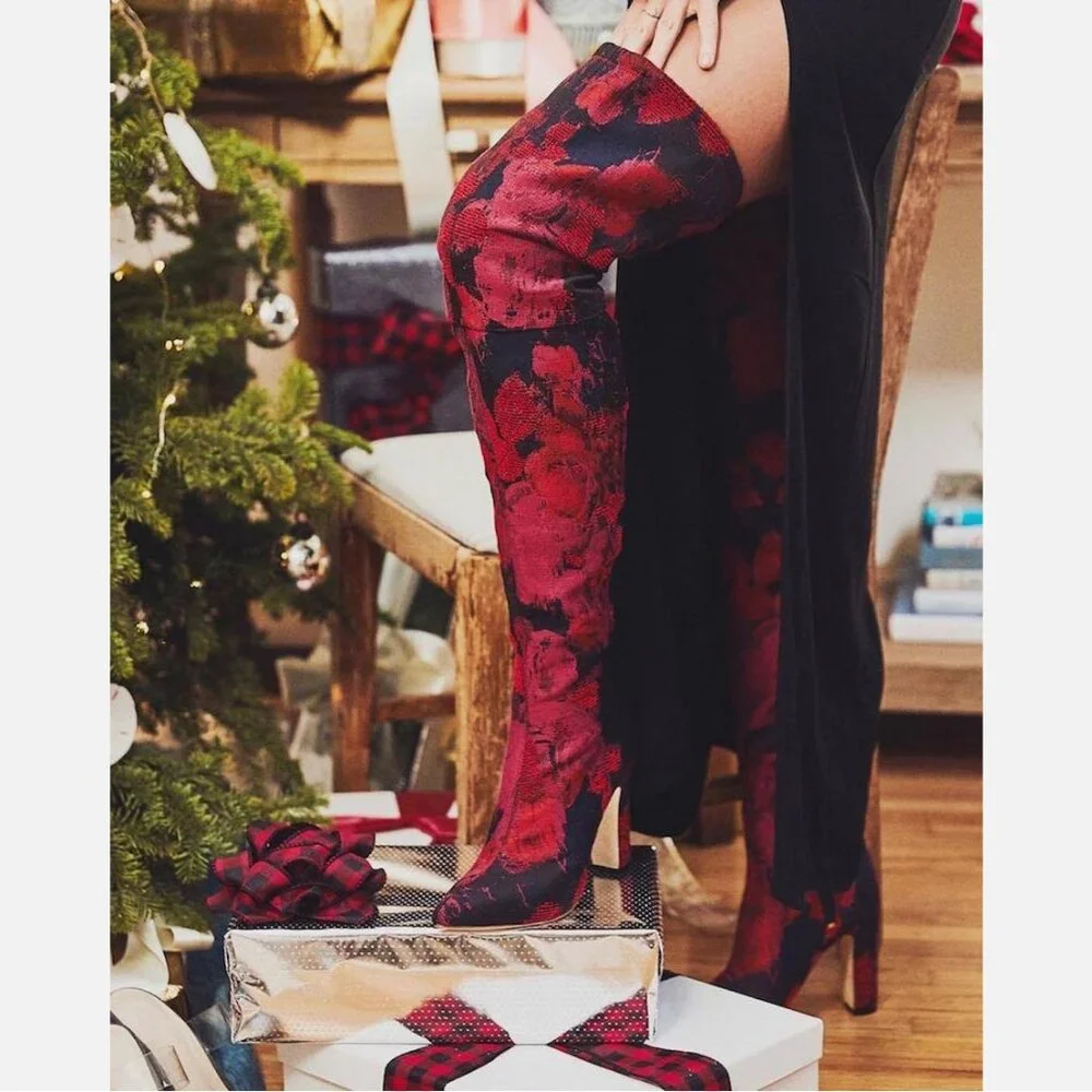 NWOB RAYE x Stone Cold Fox Jacquard Foxy Over The Knee Boot